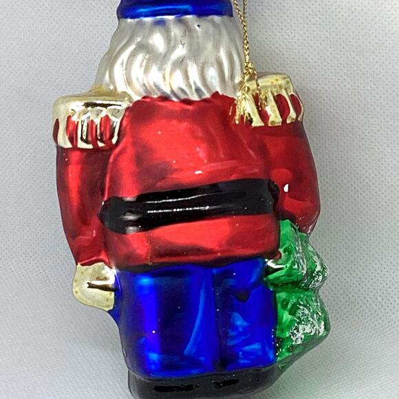 Vtg Montgomery Ward Soldier Nutcracker Soldier Holding Tree Bell Glass Ornament - Picture 6 of 16